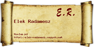 Elek Radamesz névjegykártya